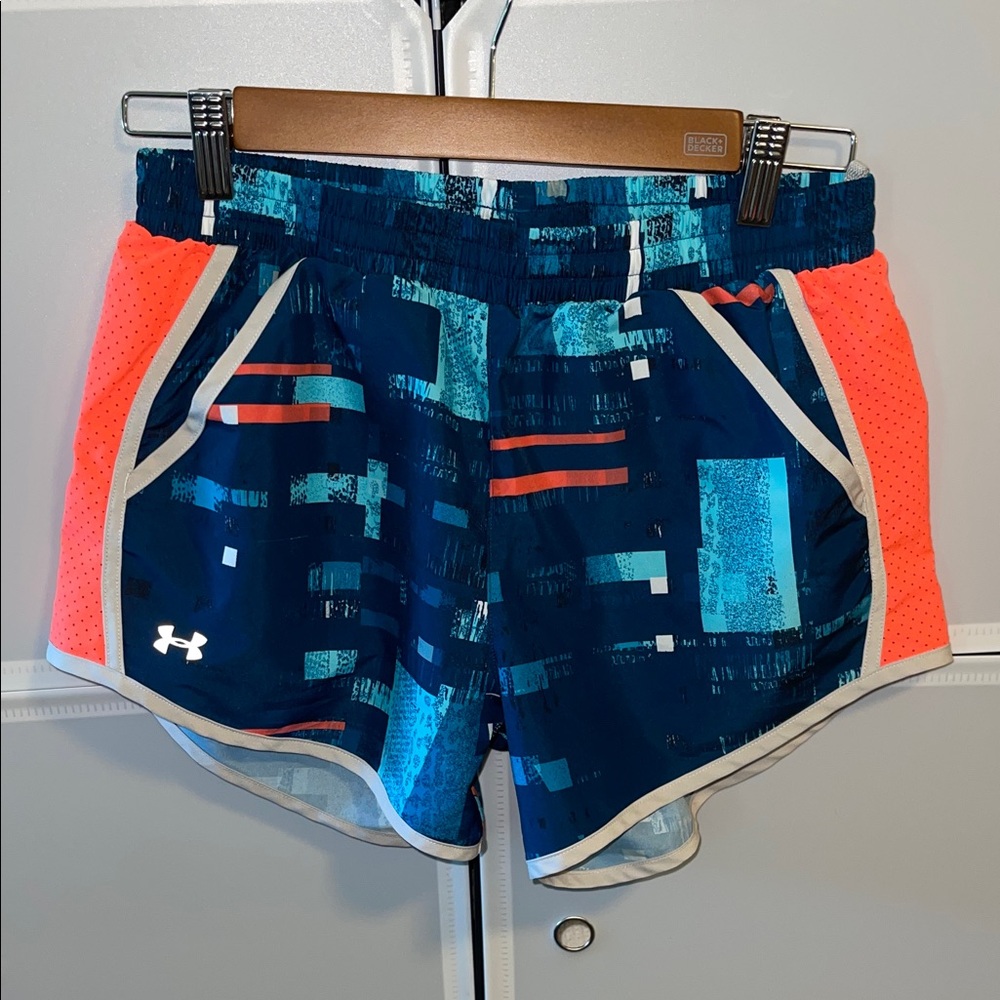 Under Armour Women's Athletic Shorts in teal and orange